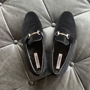 Steve Madden Deluxxe Black Velvet Loafer Shoes